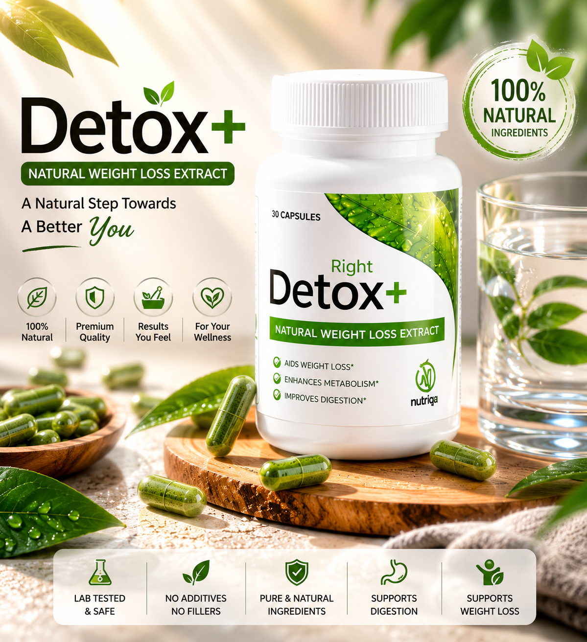Detox Right – Premium Plant-Powered Herbal Cleanse with 100% Organic Ingredients for Daily Health Support