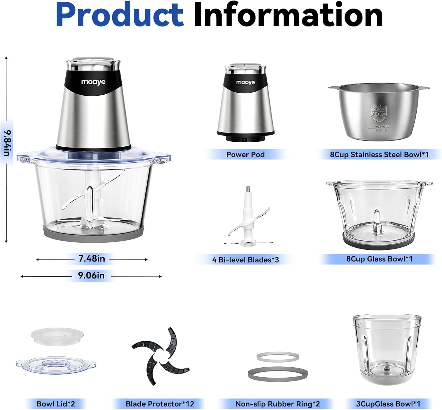 Food Processor Chopper Meat Grinder