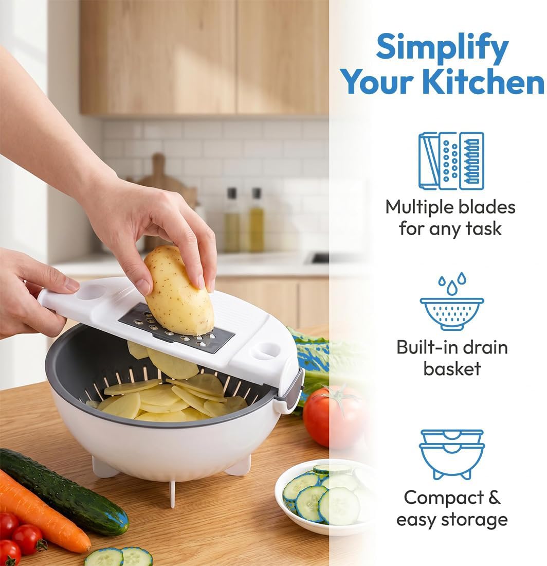 Multi-functional Vegetable Cutter with Drain Basket