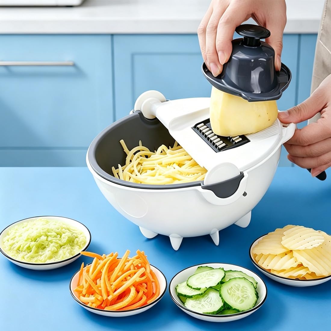 Multi-functional Vegetable Cutter with Drain Basket
