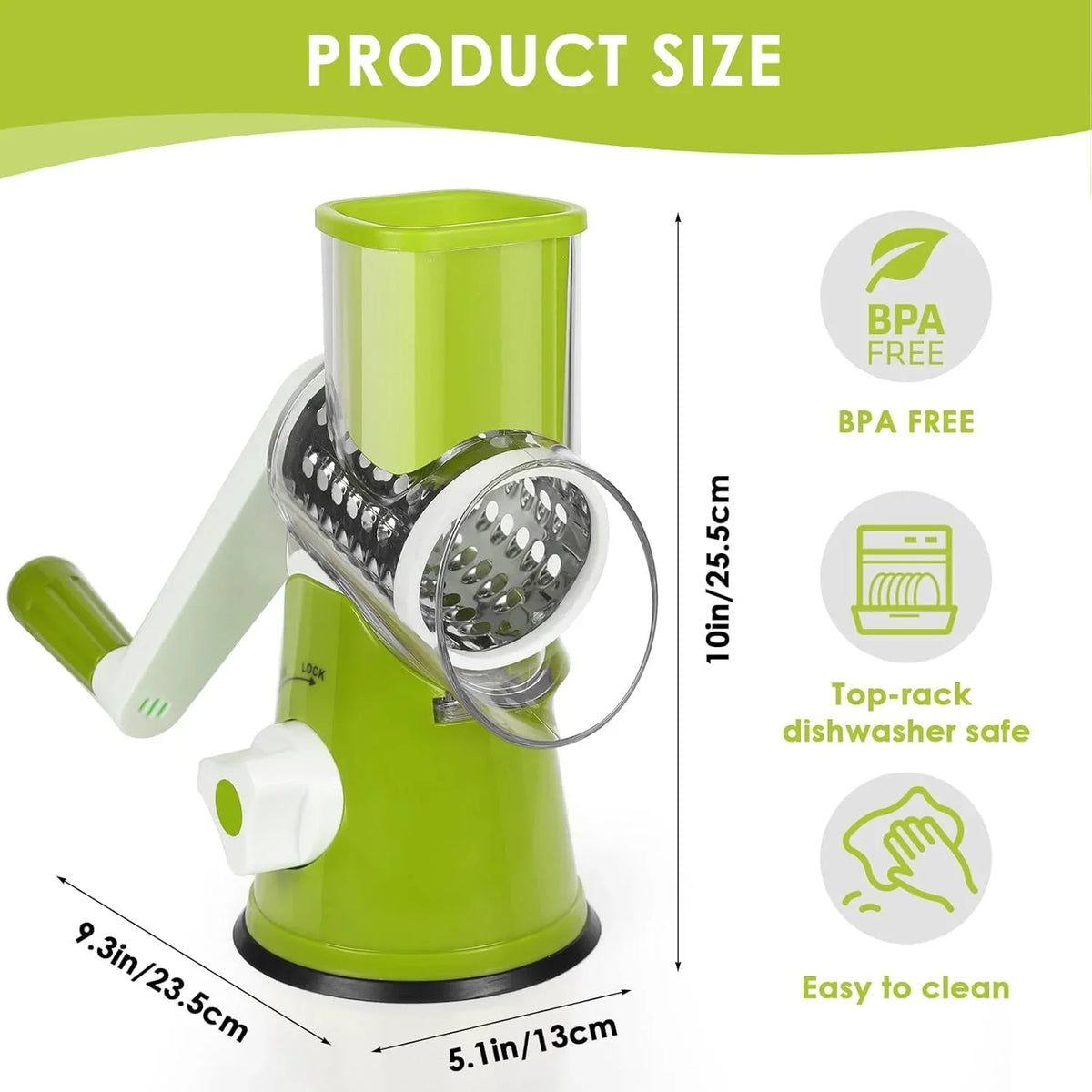 3-in-1 Vegetable Cutter – Multifunctional Rotary Drum Slicer