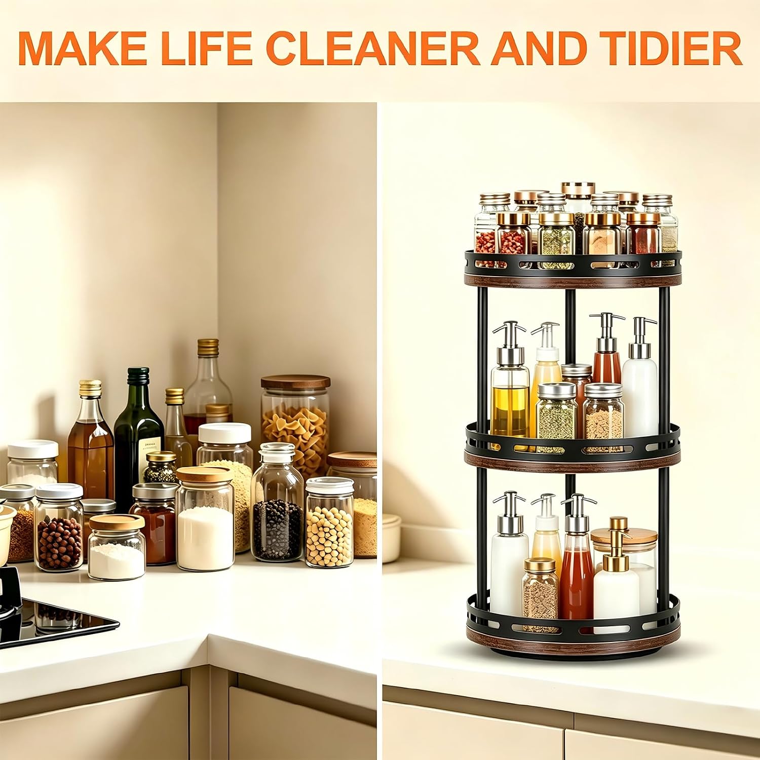 3 tier rotating spice rack