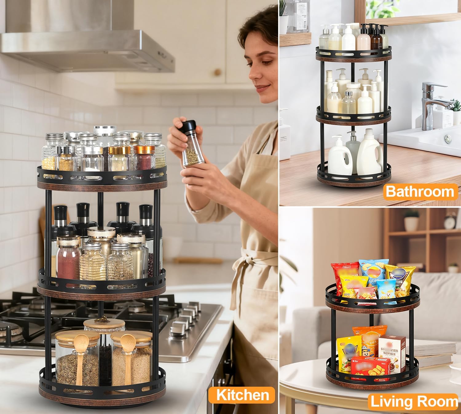 3 tier rotating spice rack