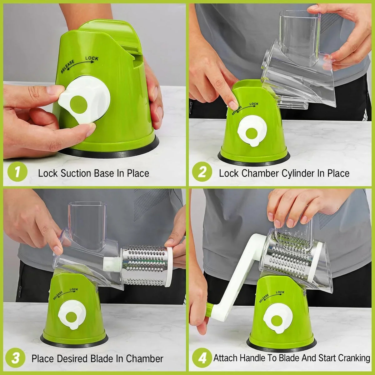 3-in-1 Vegetable Cutter – Multifunctional Rotary Drum Slicer
