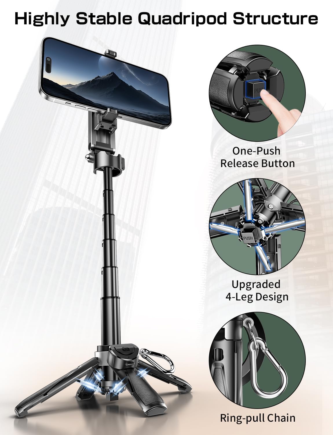 Portable 4-in-1 Phone Tripod Stand