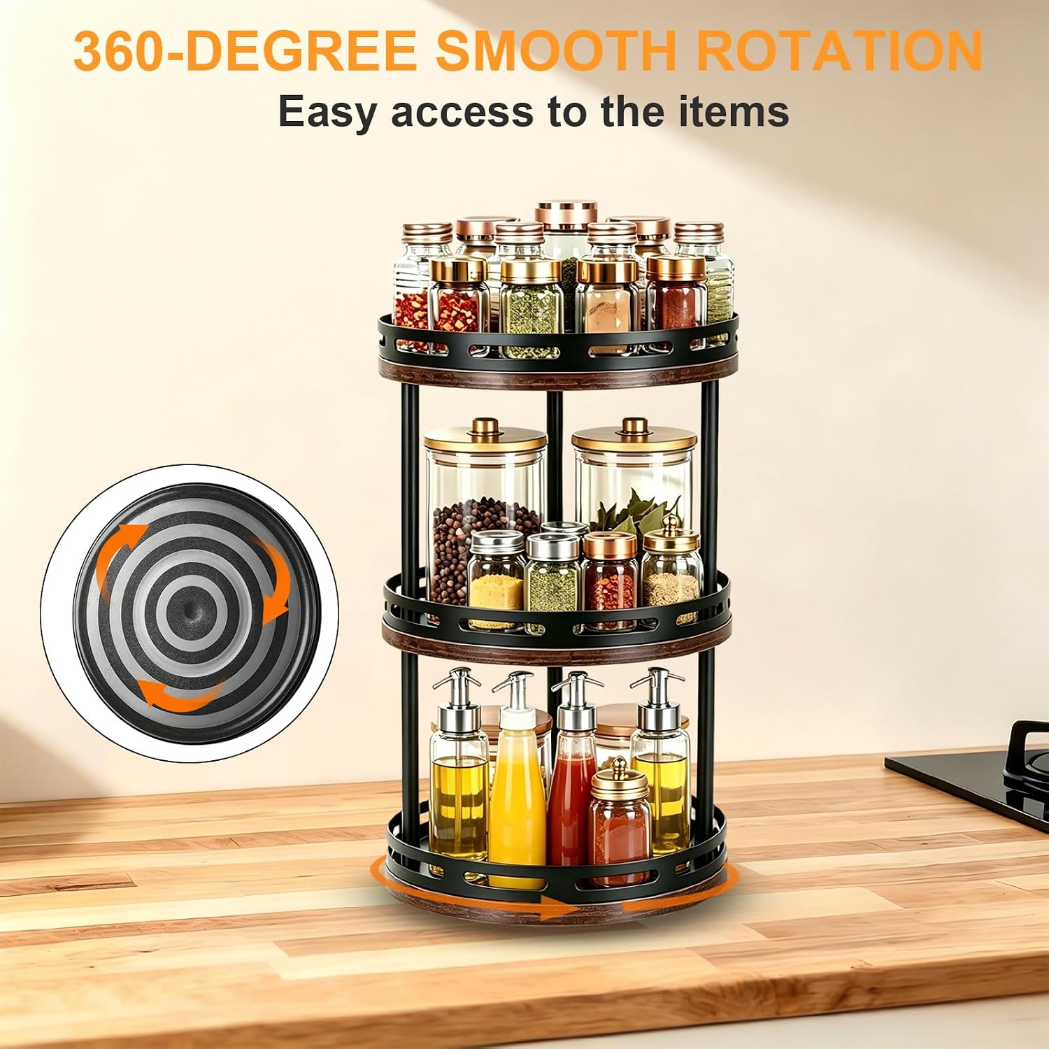3 tier rotating spice rack