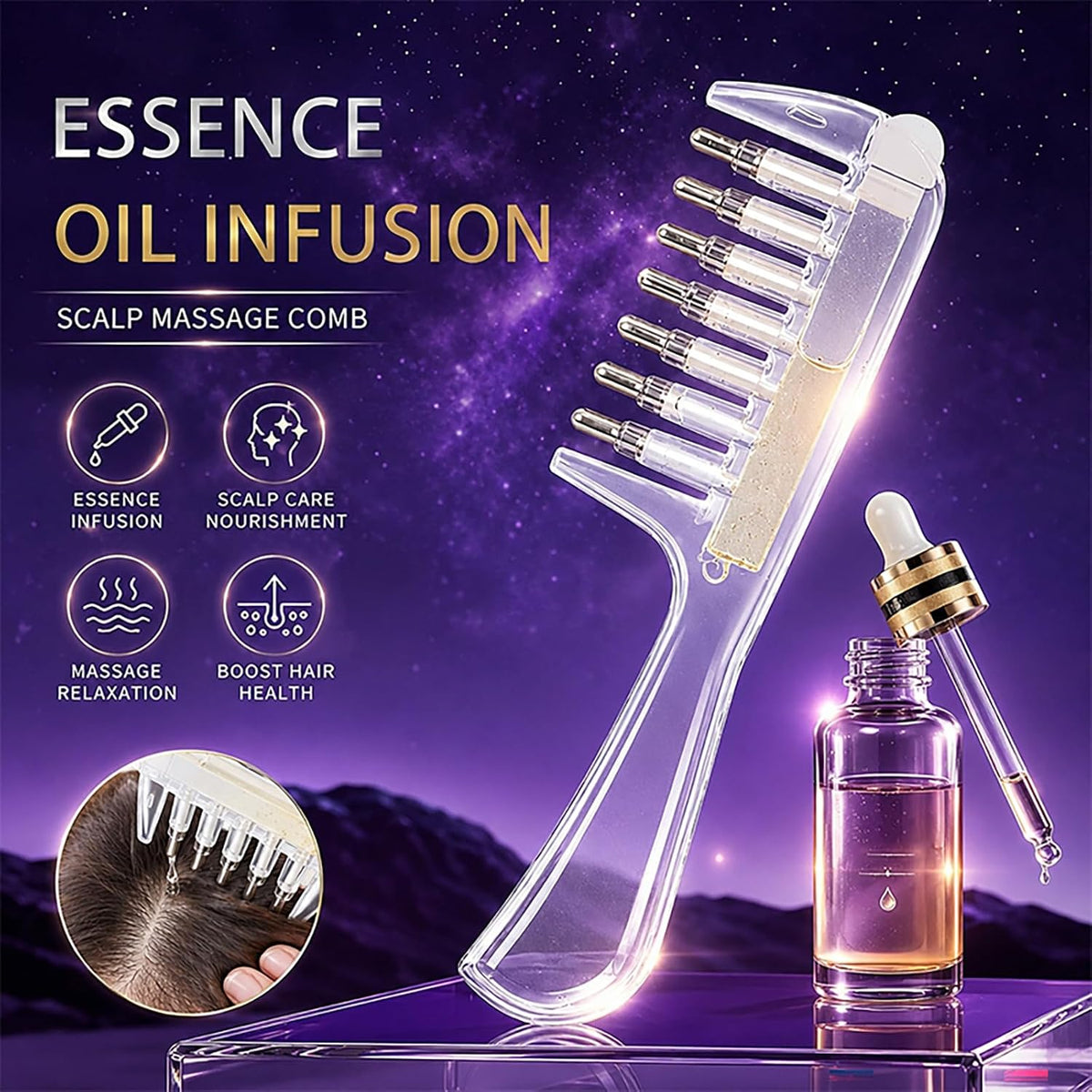 Crystal Serum Comb for Scalp Massage