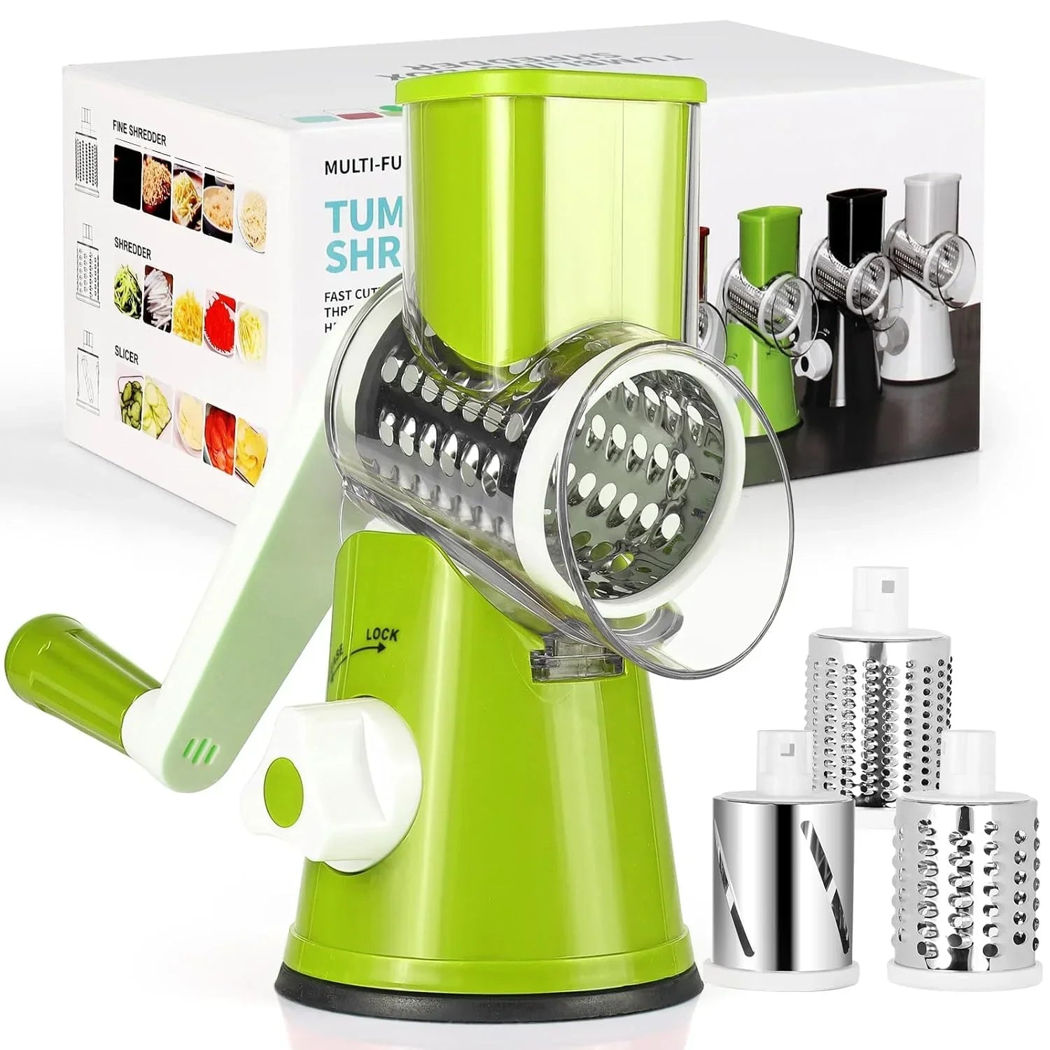 3-in-1 Vegetable Cutter – Multifunctional Rotary Drum Slicer