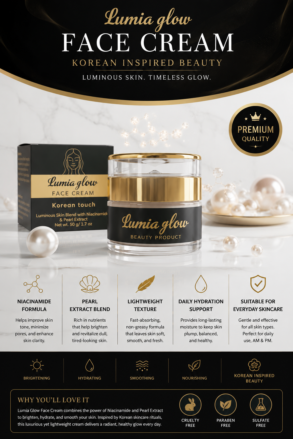 Lumia Glow Luminous Skin Cream with Niacinamide & Pearl Extract